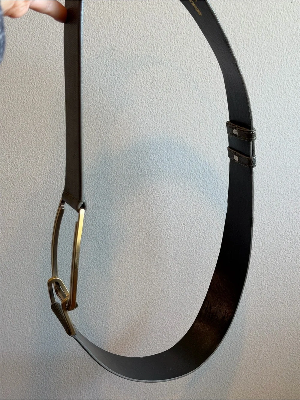 Vintage Carusle green leather belt with gold buckle Size Large